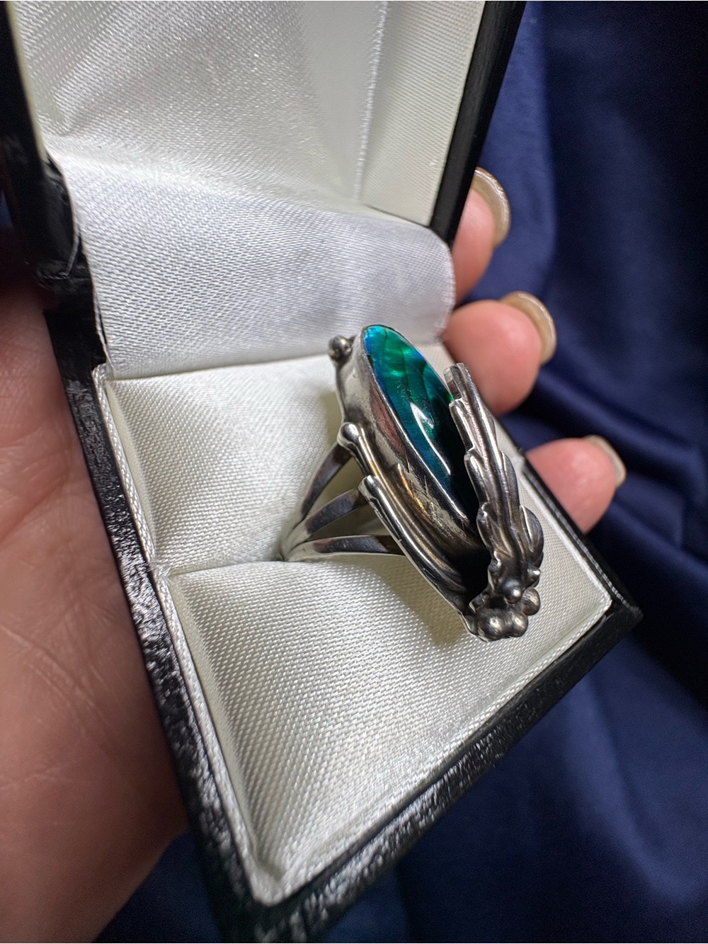 Ring Abalone Native American Signed Artisan 925 Sterling Silver - Picture 3 of 11